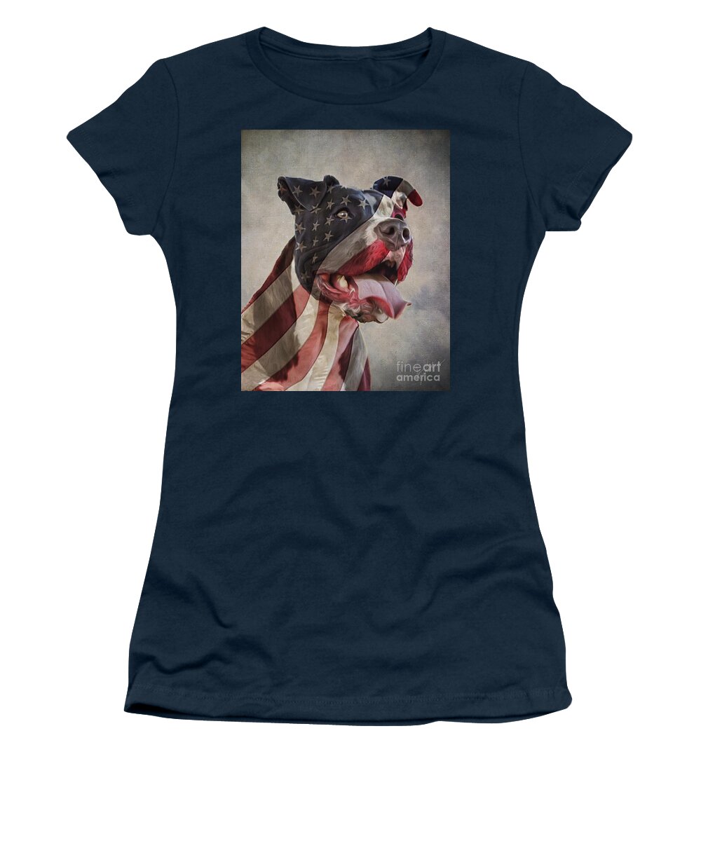 Flag Women's T-Shirt featuring the digital art Flag Dog by Tim Wemple
