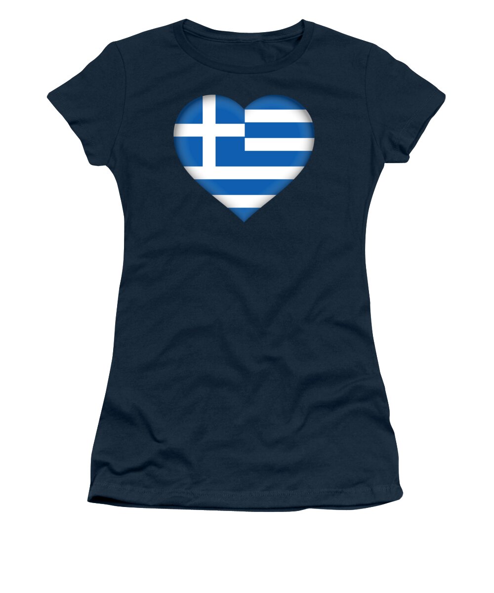 Greece Women's T-Shirt featuring the digital art Flag of Greece Heart by Roy Pedersen