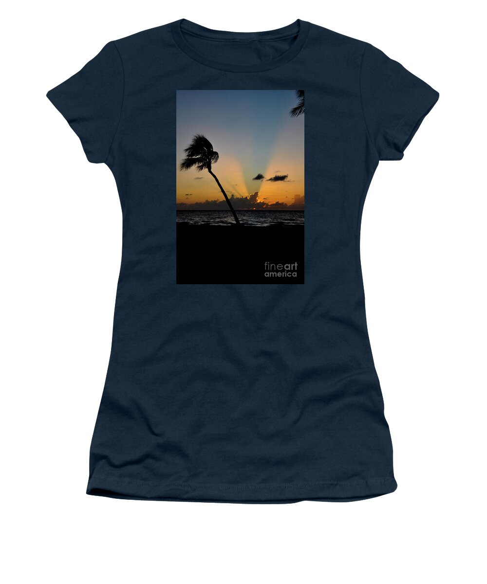 Florida Sunrise Palm Tree Women's T-Shirt featuring the photograph Florida Sunrise Palm by Kelly Wade