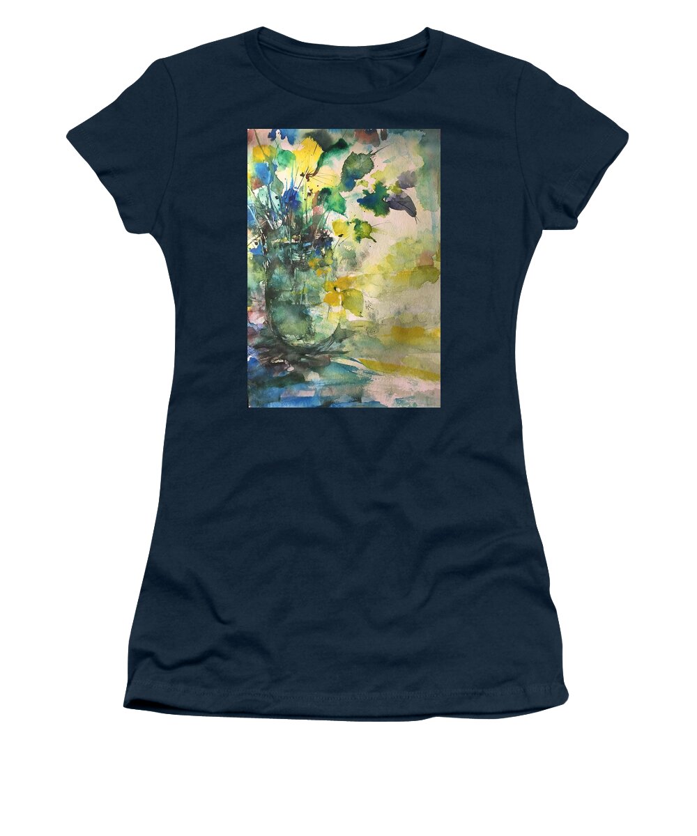 Base Women's T-Shirt featuring the painting Flower and Vase Stilllife by Robin Miller-Bookhout