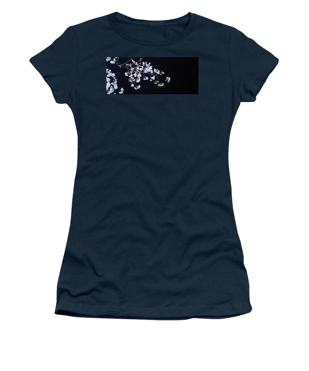 Cherry Blossom Women's T-Shirt featuring the photograph Flower At Night by Hyuntae Kim