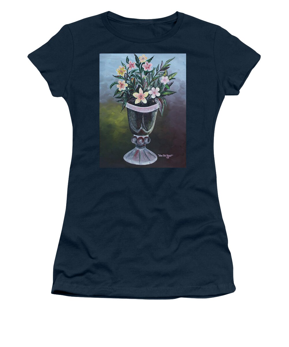 Flower Vase 2 Women's T-Shirt featuring the painting Flower Vase 2 by Obi-Tabot Tabe