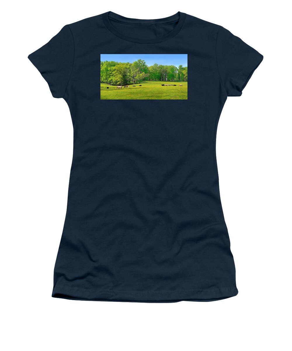 Yellow Flowering Cow Pasture Women's T-Shirt featuring the photograph Flowering Cow Pasture by The James Roney Collection