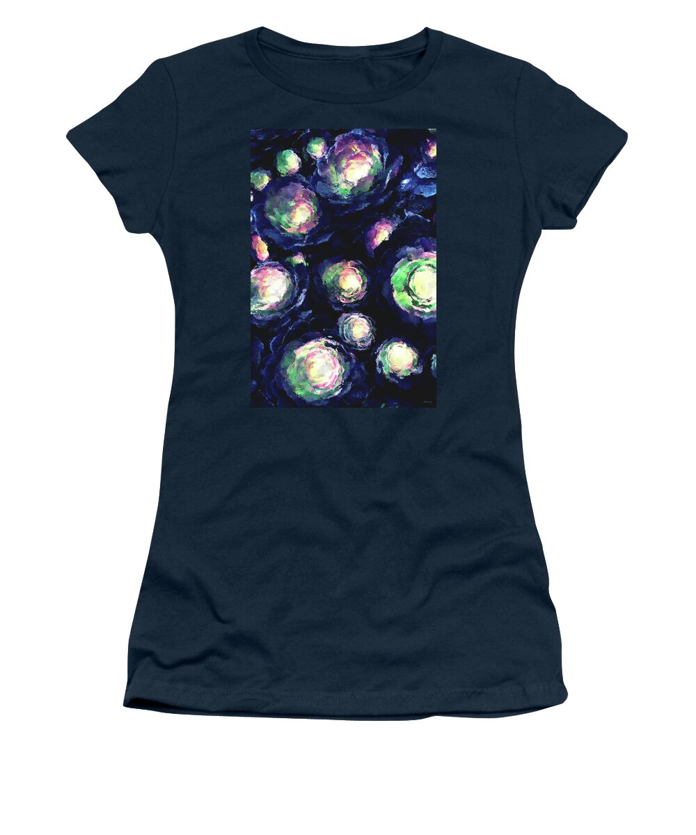 Garden Women's T-Shirt featuring the digital art Flowers In A Blue Garden by Phil Perkins
