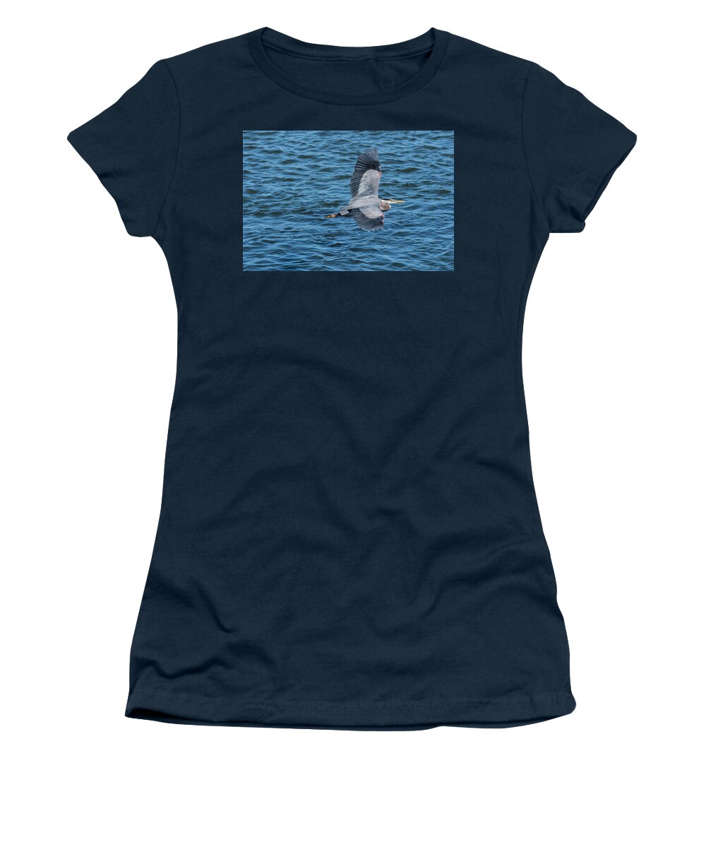 Astoria Women's T-Shirt featuring the photograph Flying Heron by Robert Potts