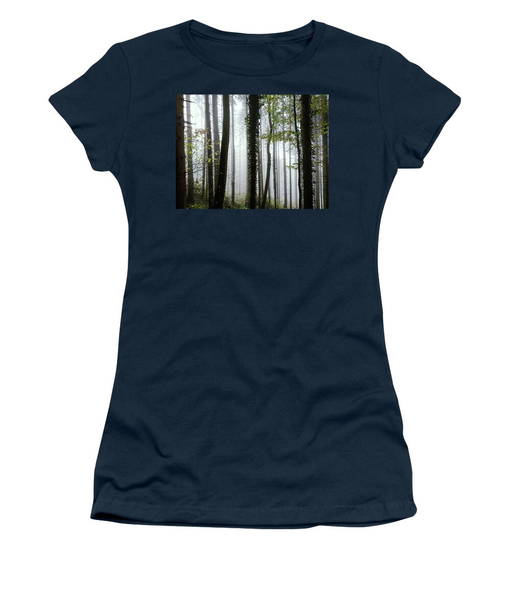 Forest Women's T-Shirt featuring the photograph Foggy Forest by Chevy Fleet