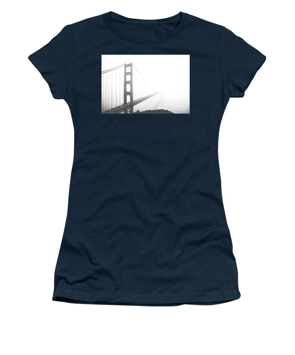 Photography Women's T-Shirt featuring the photograph Foggy Golden Gate Bridge by MGL Meiklejohn Graphics Licensing
