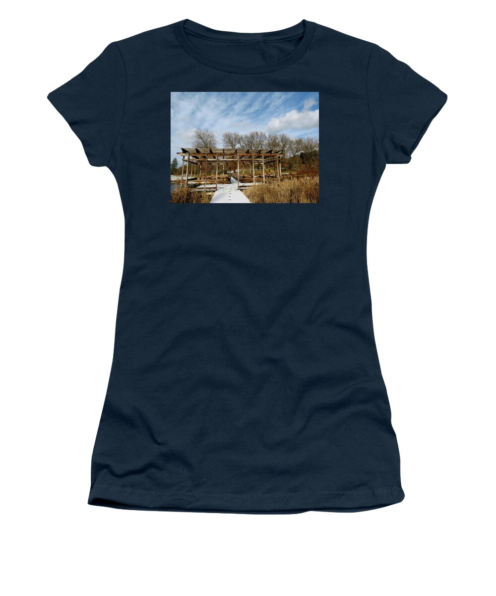 Sky Women's T-Shirt featuring the photograph Footprints in the Snow by Azthet Photography