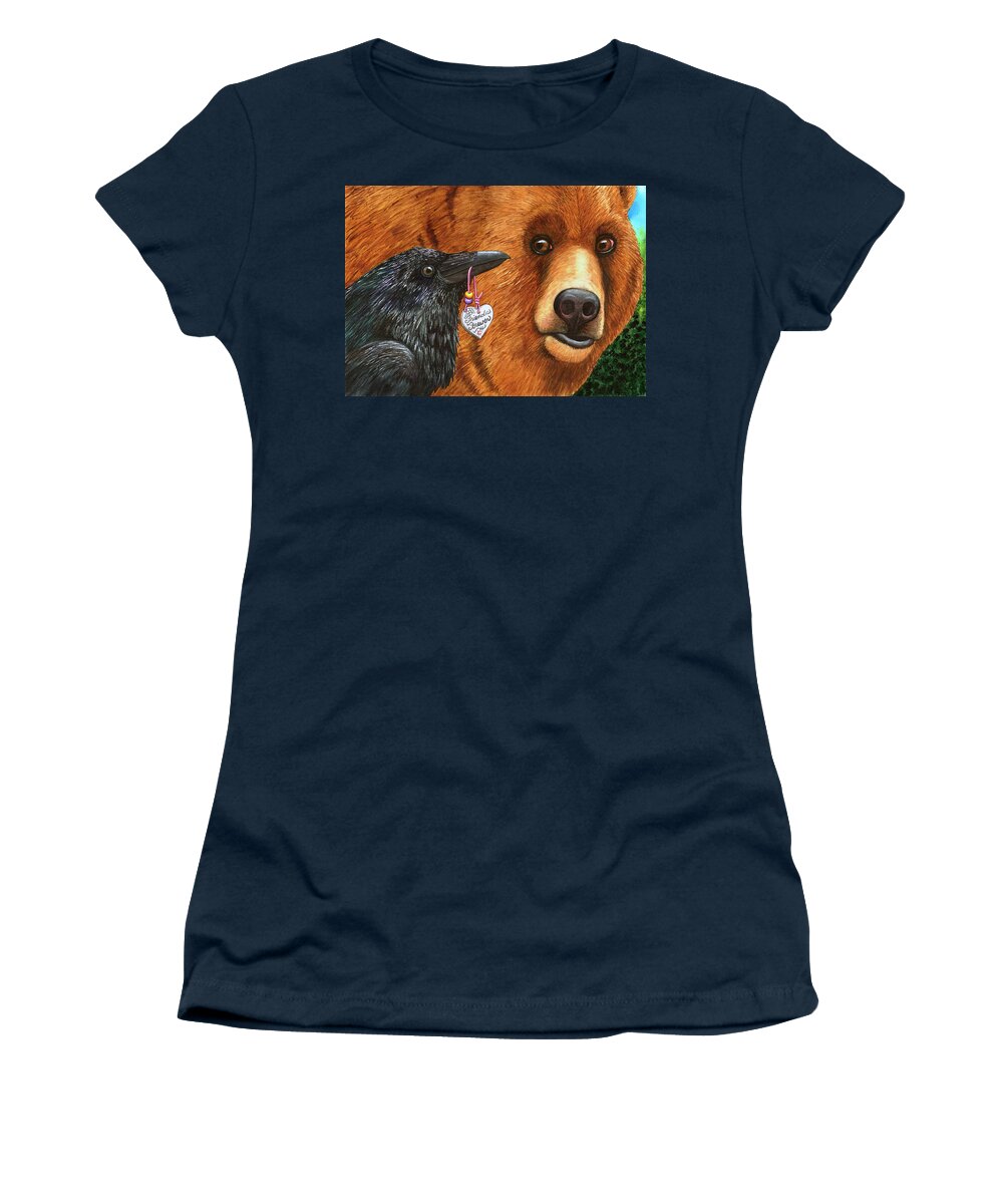 Raven Women's T-Shirt featuring the painting For real? by Catherine G McElroy