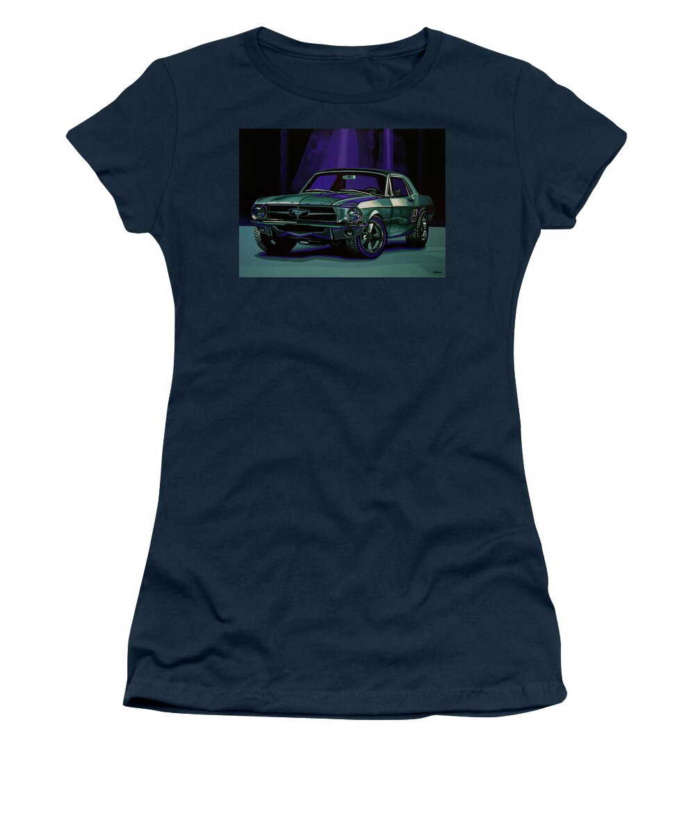 Ford Mustang Women's T-Shirt featuring the painting Ford Mustang 1967 Painting by Paul Meijering