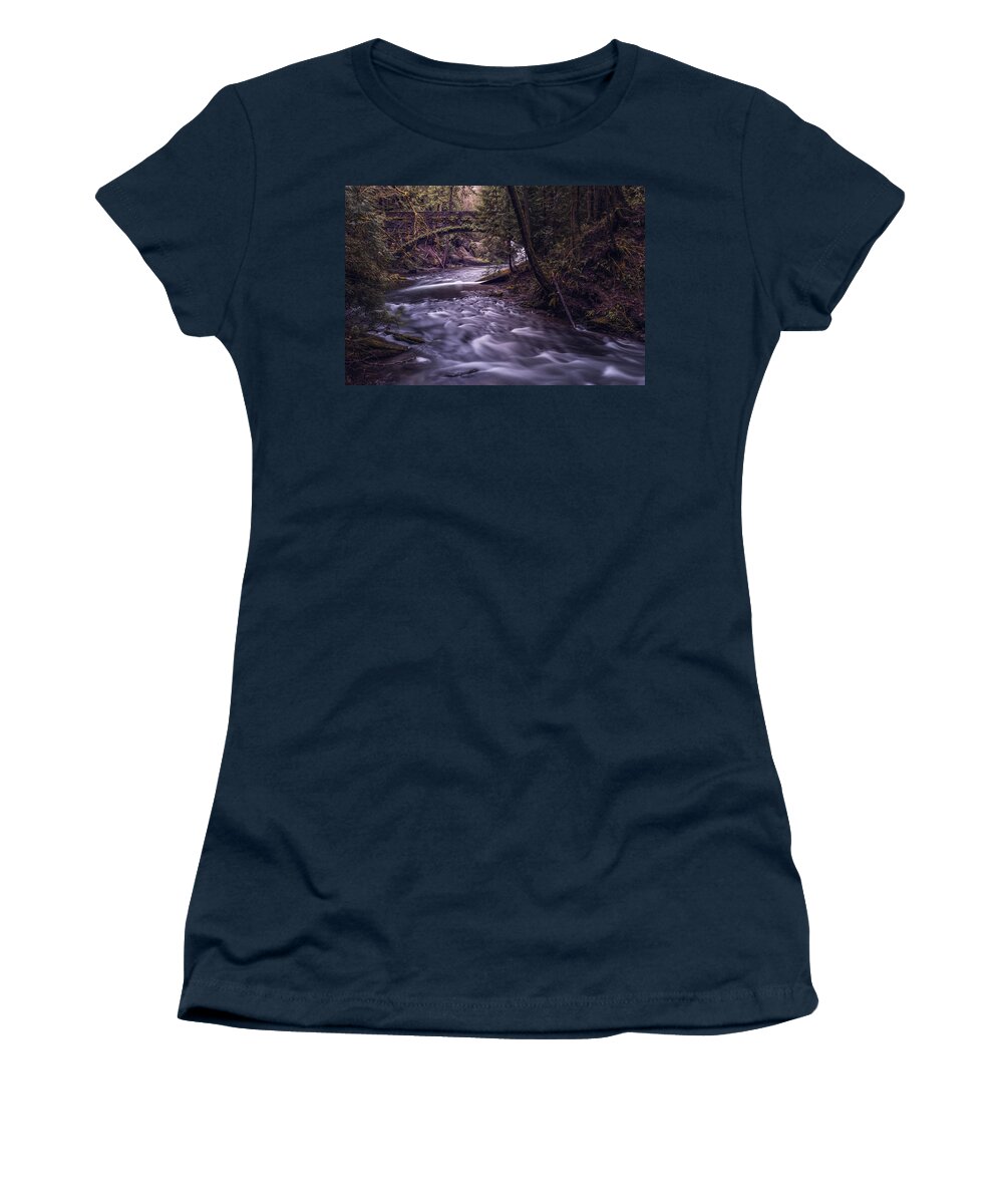 Waterfall Women's T-Shirt featuring the photograph Forrest Bridge by Chris McKenna