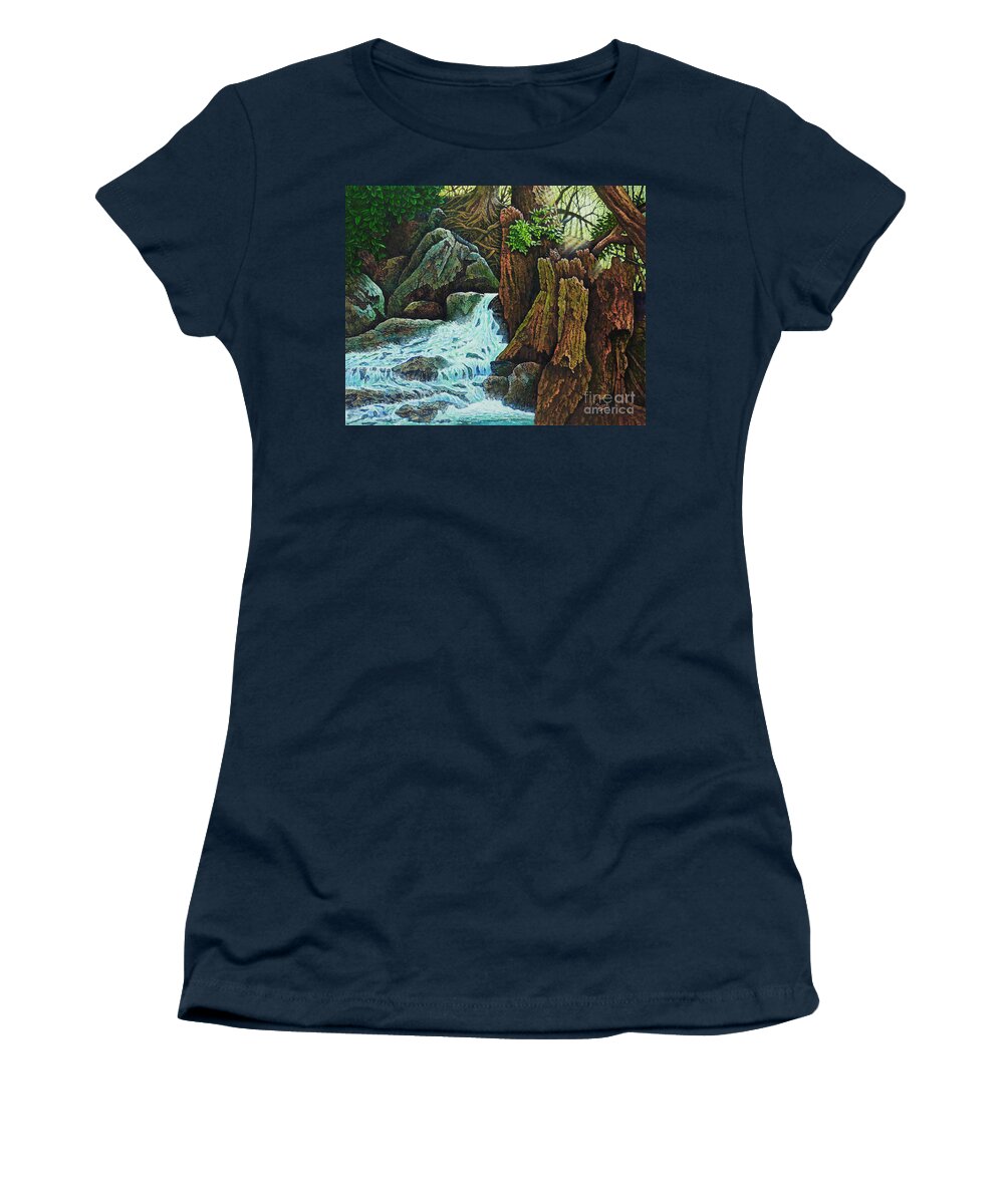 Brook Women's T-Shirt featuring the painting Forest Brook III by Michael Frank