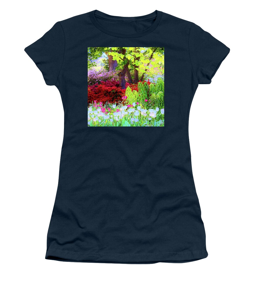 Trees Women's T-Shirt featuring the painting Forest Flower Colors by Susanna Katherine