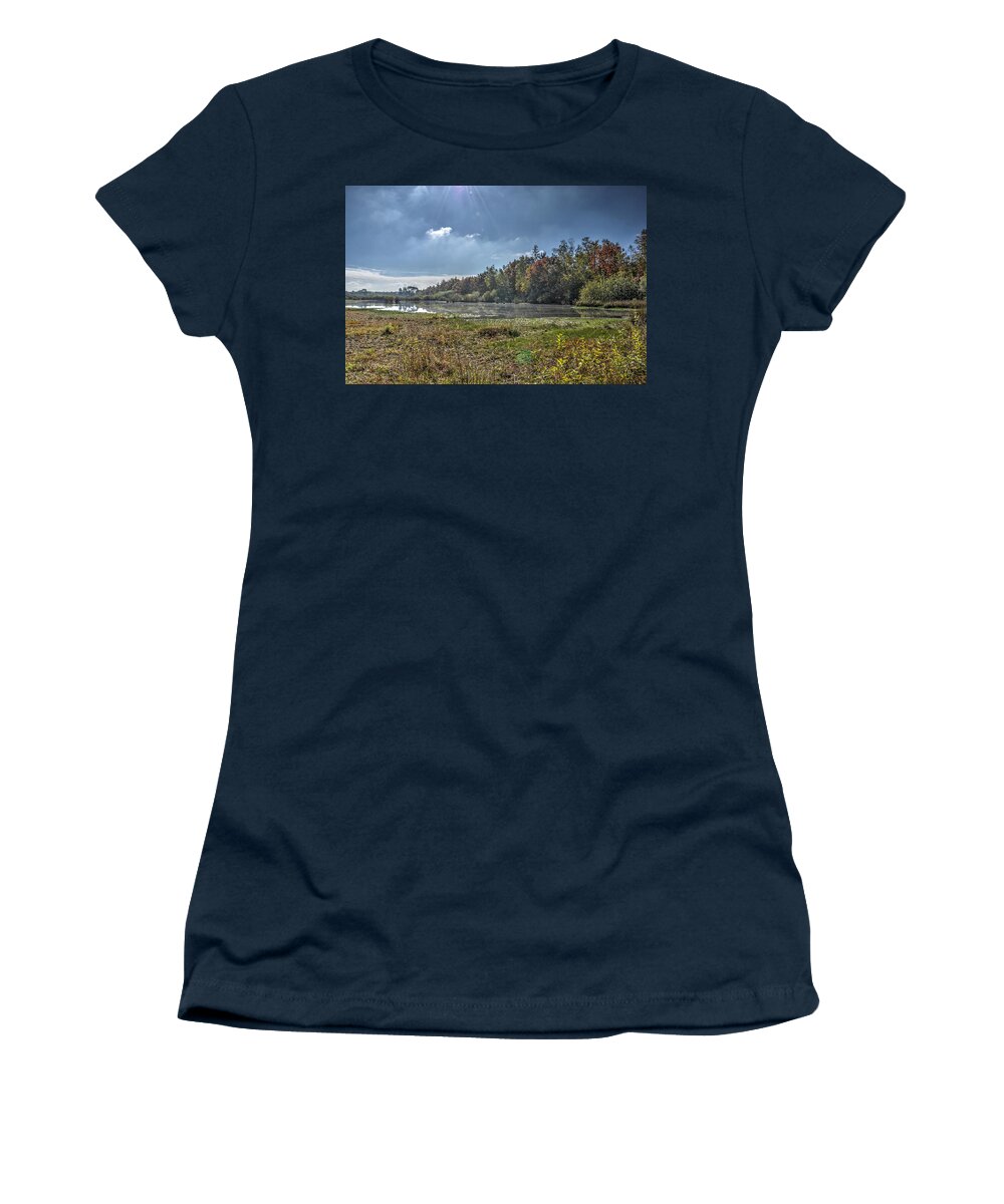 Forest Women's T-Shirt featuring the photograph Forest Lake in Autumn by Frans Blok