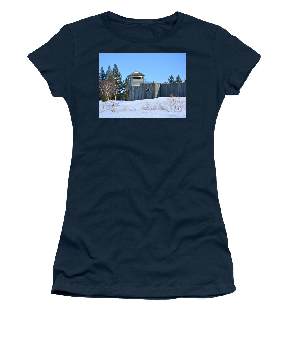 Michigan Women's T-Shirt featuring the photograph Fort Michilimackinac Northeast Blockhouse by Keith Stokes