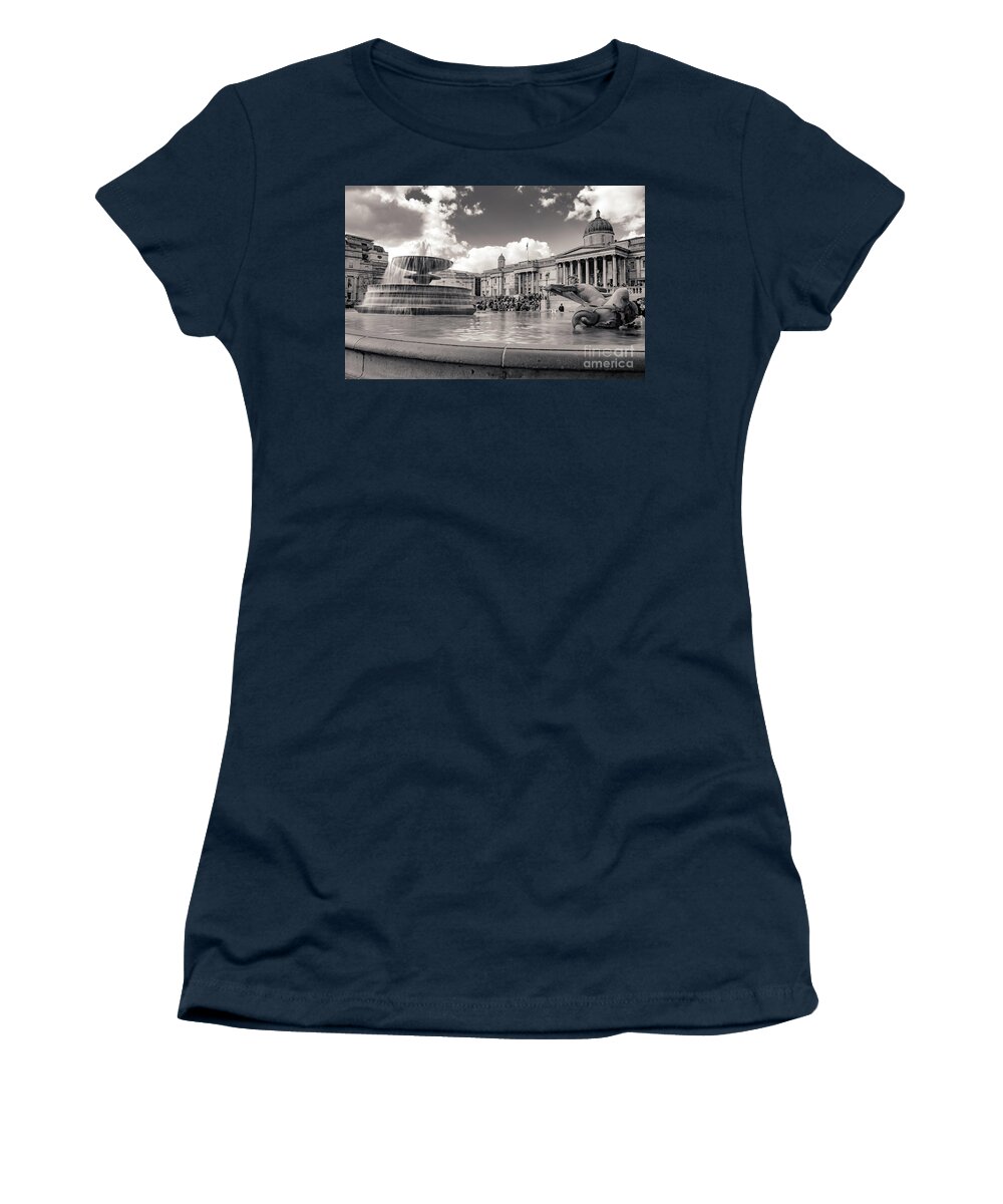 City Women's T-Shirt featuring the photograph Fountain BW by Mariusz Talarek