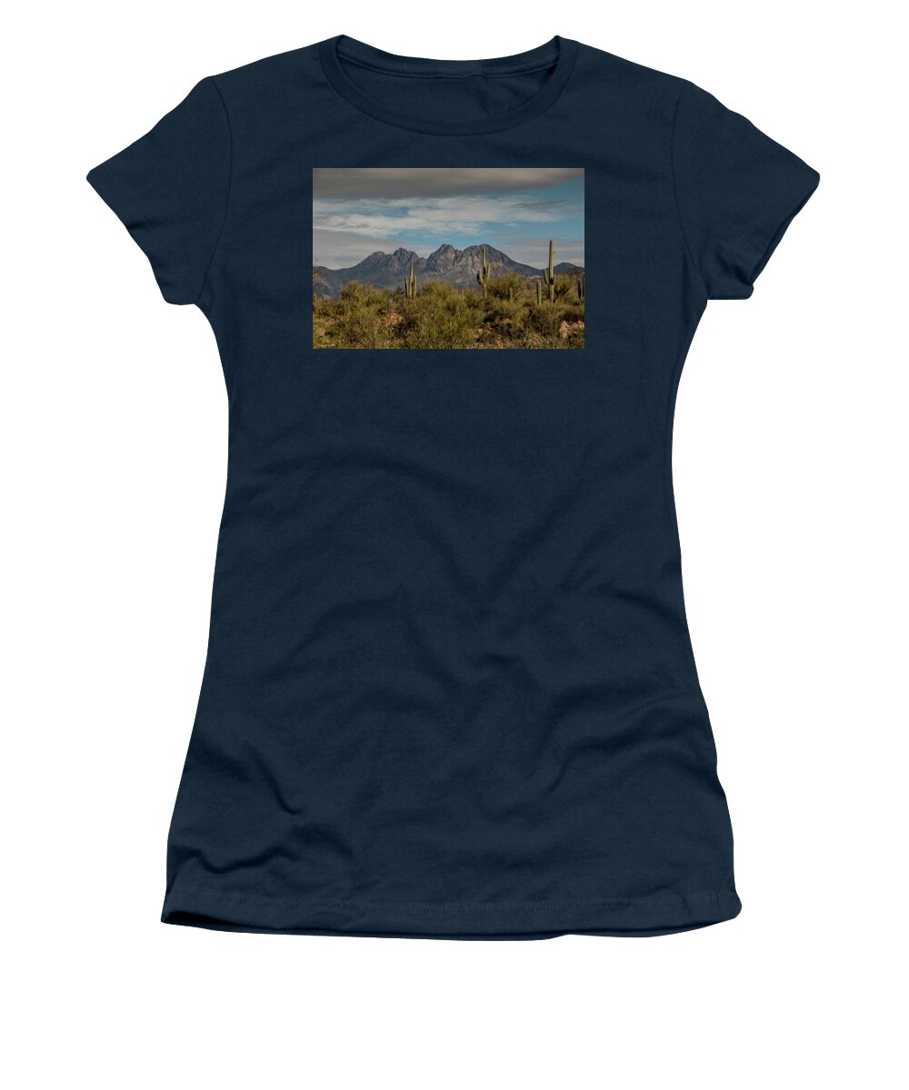 Mountains Women's T-Shirt featuring the photograph Four Peaks Painterly by Teresa Wilson