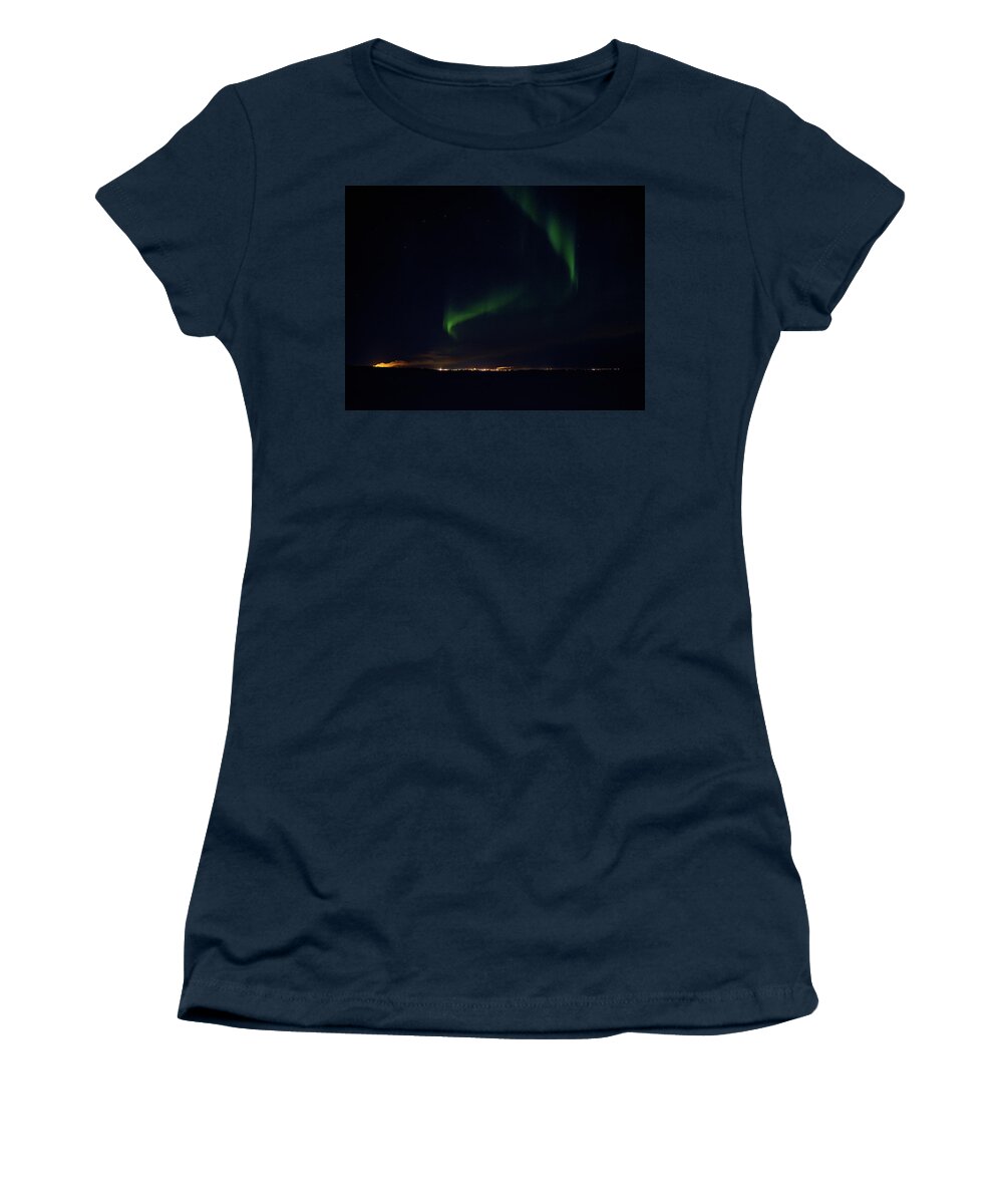 Finland Women's T-Shirt featuring the photograph Foxtrails. Aurora Borealis over Kemi by Jouko Lehto