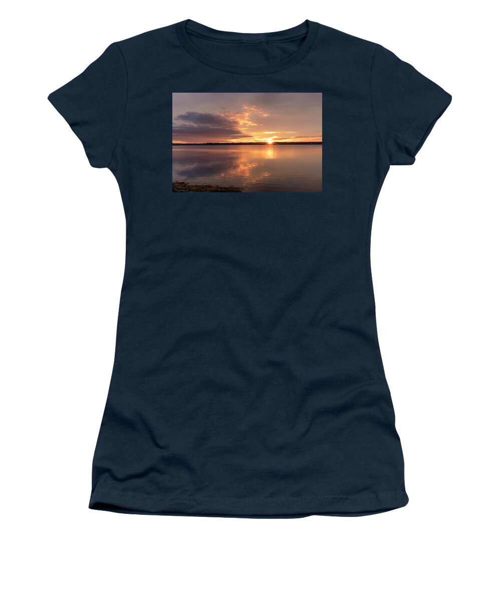 Maine Lobster Boats Women's T-Shirt featuring the photograph Freeport Sunrise by Tom Singleton