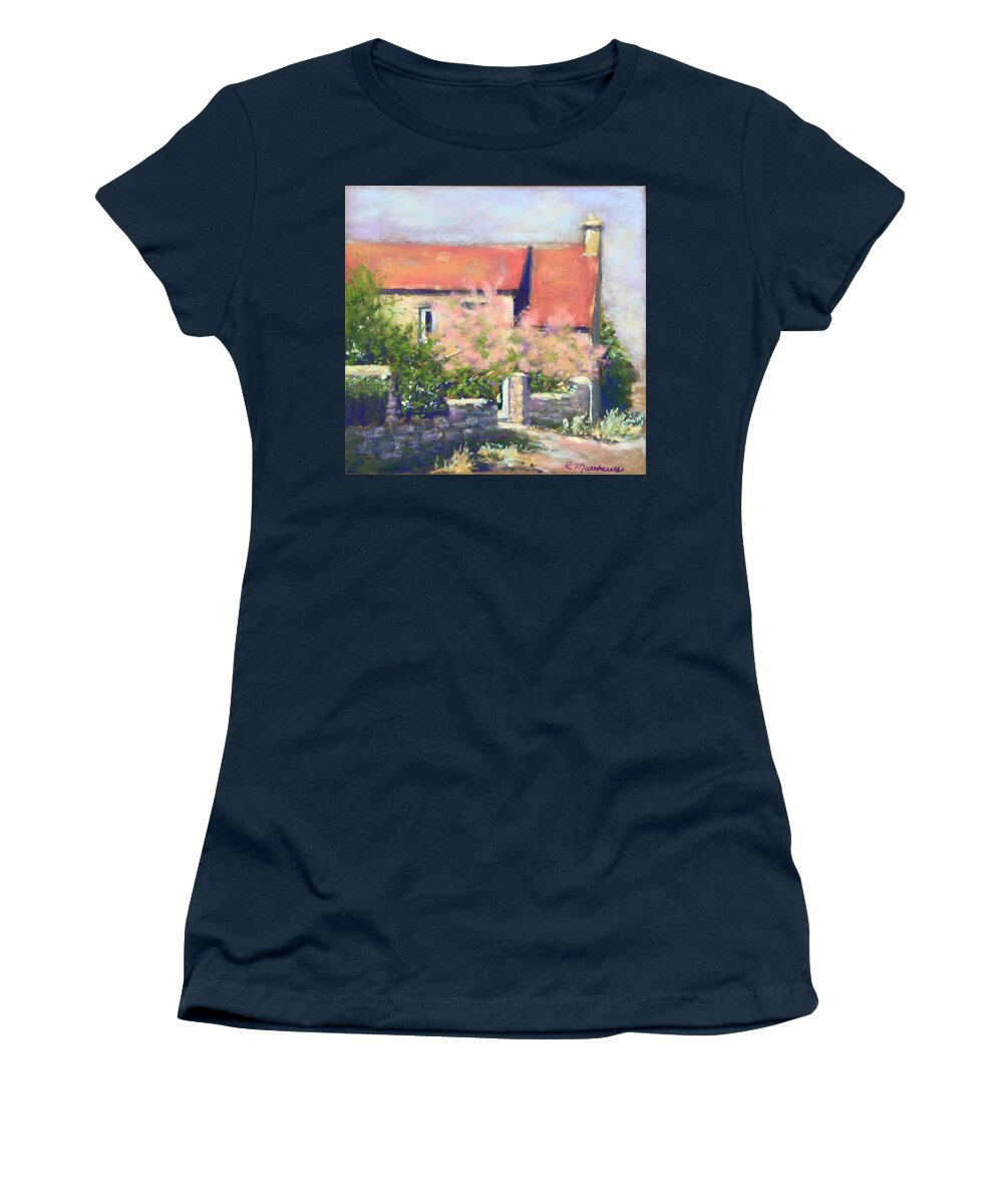 French Cottage Women's T-Shirt featuring the pastel French cottage by Rebecca Matthews
