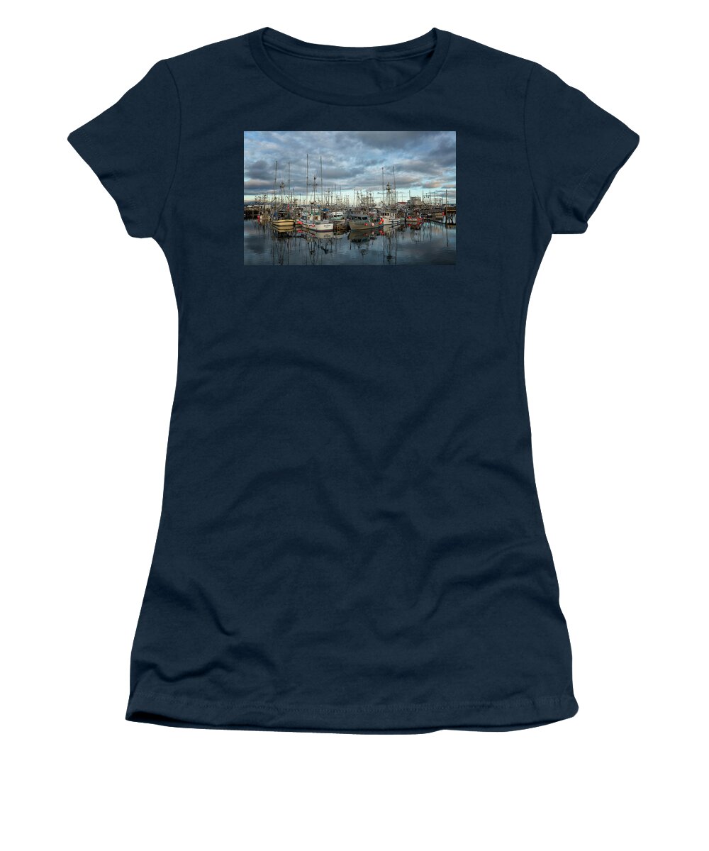 French Creek Marina Women's T-Shirt featuring the photograph French Creek In Winter by Randy Hall