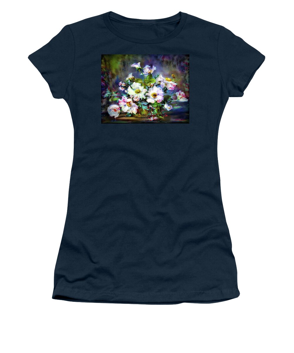 Fresh Flowers Women's T-Shirt featuring the mixed media Fresh Flowers by Lilia S