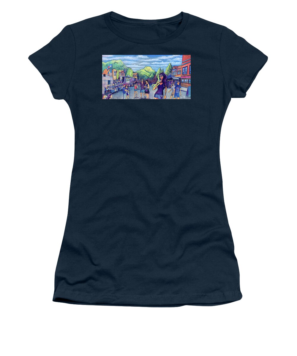 Frisco Women's T-Shirt featuring the painting Frisco BBQ Festival 2017 by David Sockrider
