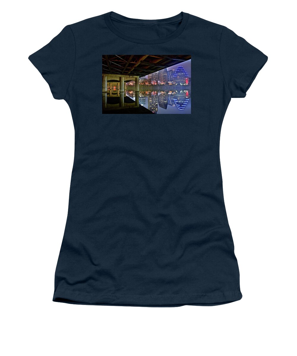 Austin Women's T-Shirt featuring the photograph From Under the Bridge in Austin by Frozen in Time Fine Art Photography