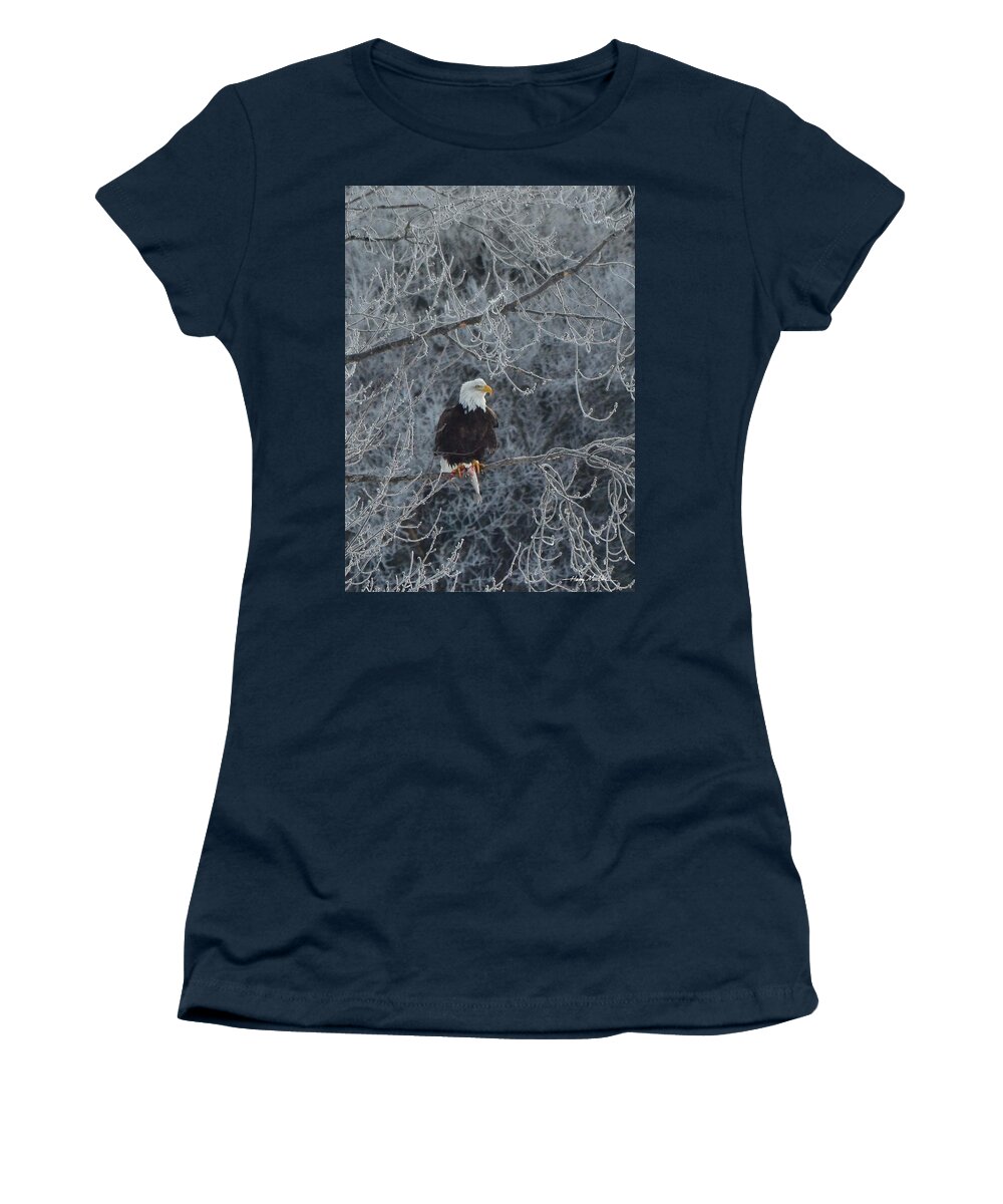 Bird Women's T-Shirt featuring the photograph Frosty Morning Eagle by Harry Moulton