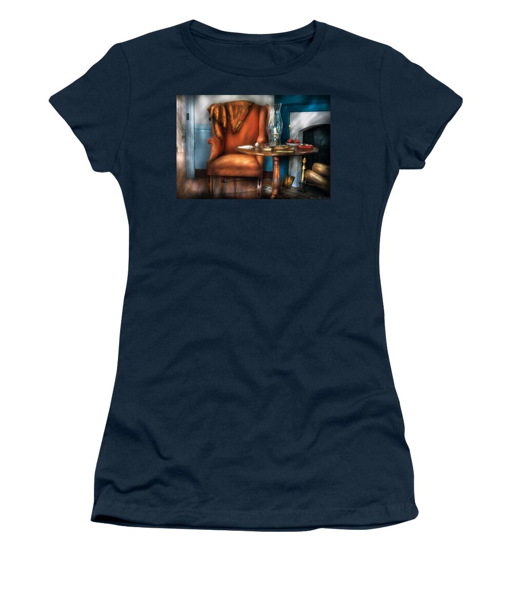 Savad Women's T-Shirt featuring the photograph Furniture - Chair - Aunt Ruthie's Chair by Mike Savad