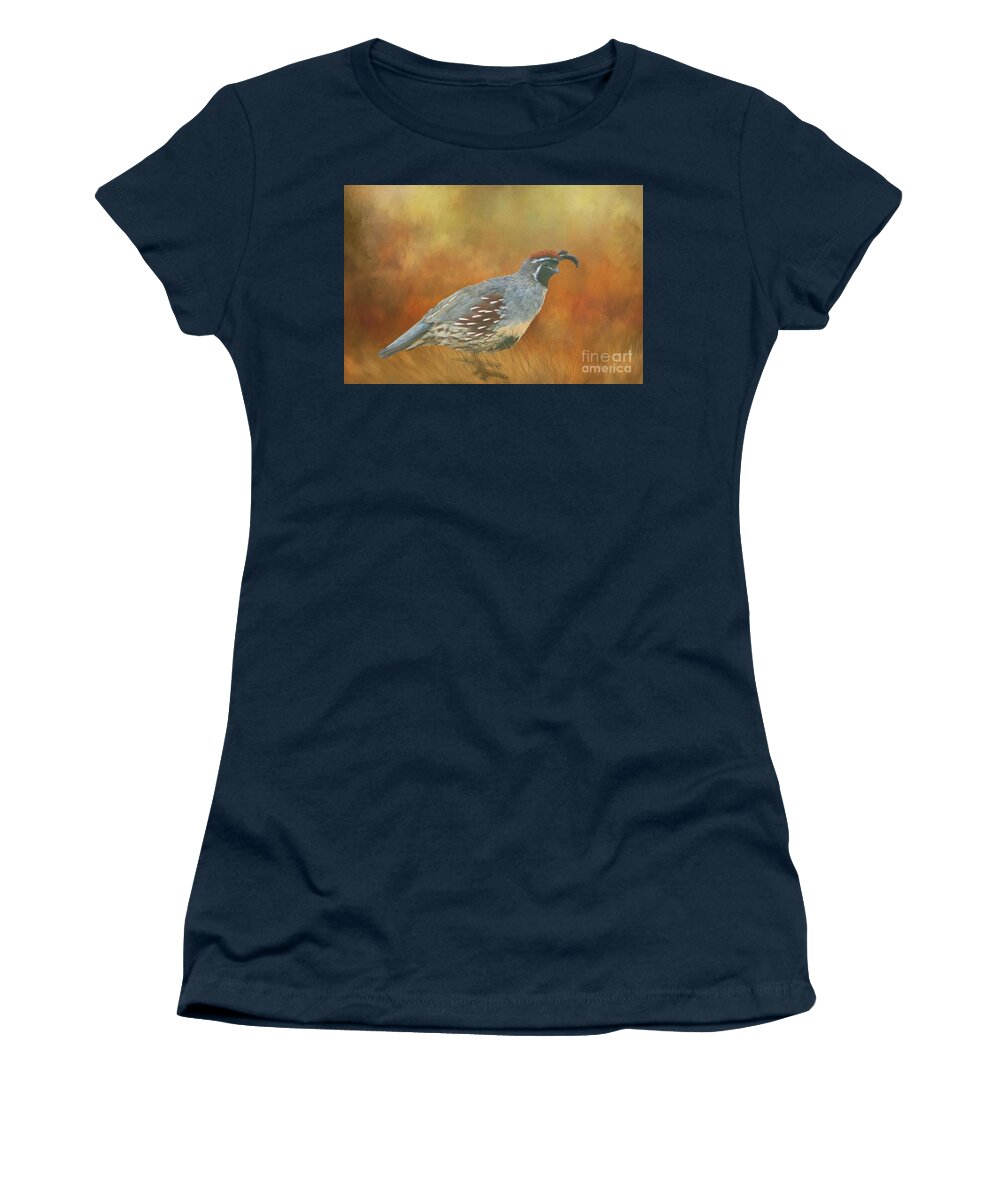 Quail Women's T-Shirt featuring the photograph Gambel Quail in Death Valley by Janette Boyd