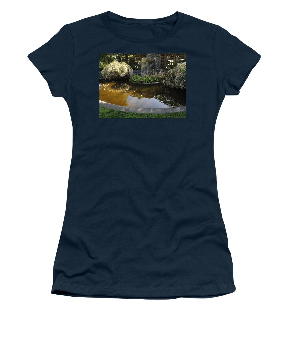 Pond Women's T-Shirt featuring the photograph Garden Fountain Pond by Richard Thomas
