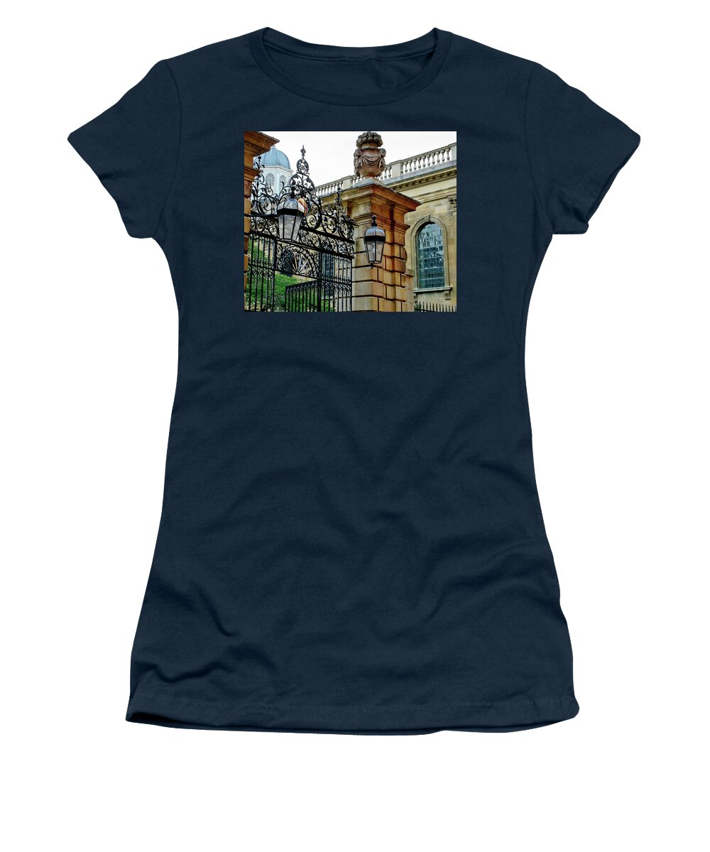 Gate Women's T-Shirt featuring the photograph Gate to Clare College. Cambridge. by Elena Perelman