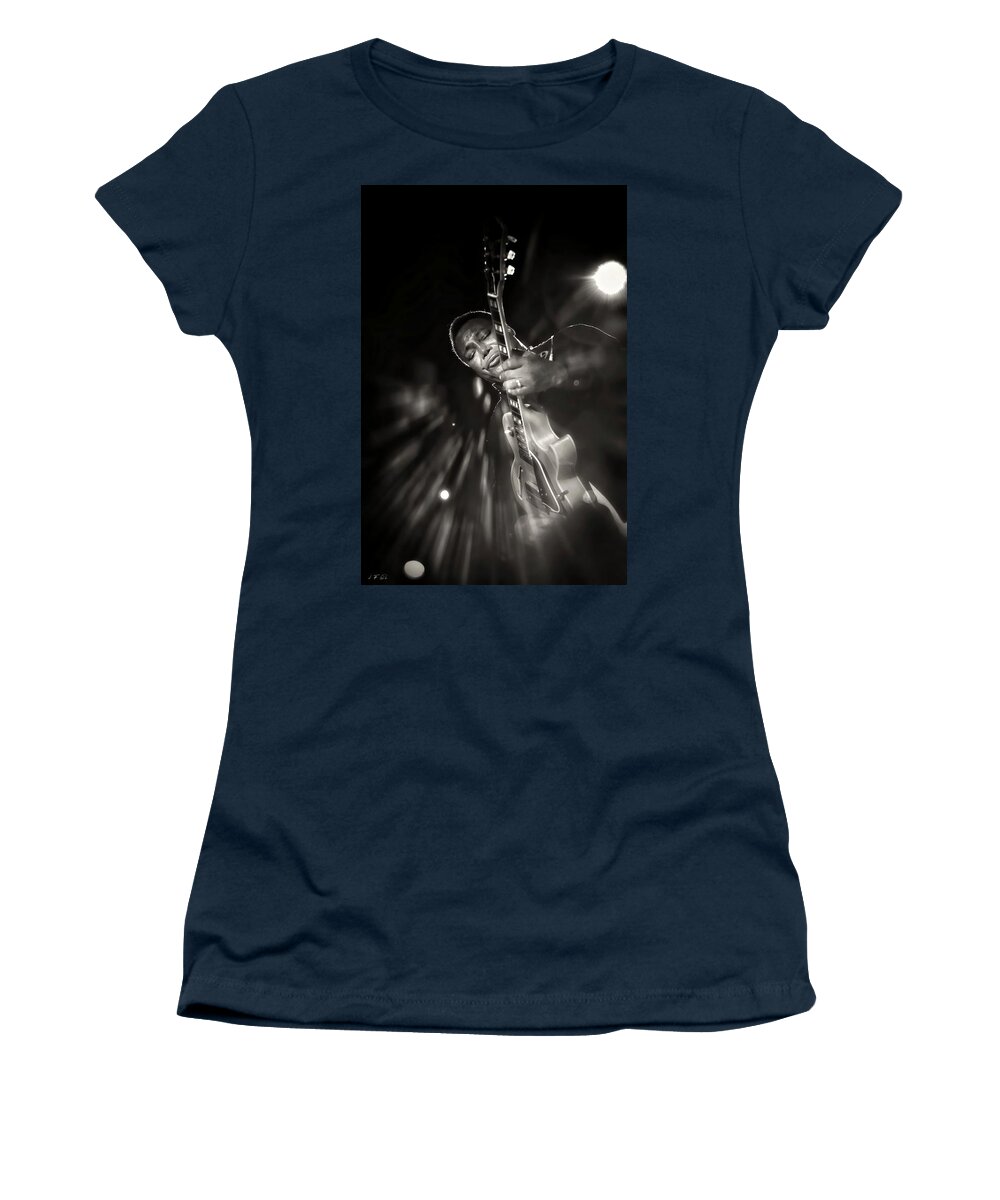 George Benson Women's T-Shirt featuring the photograph George Benson Black And White by Jean Francois Gil