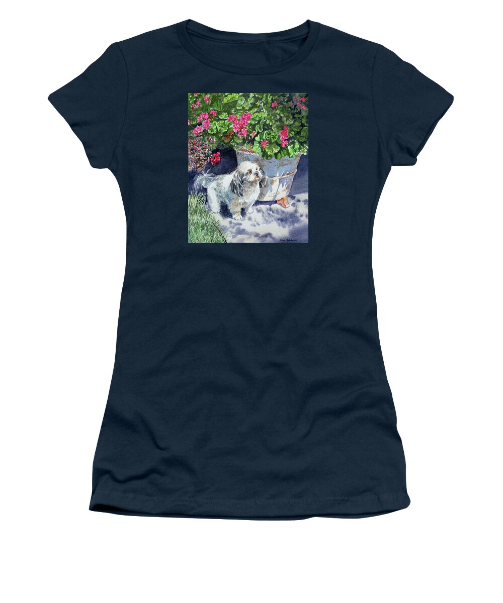  Animal Portrait Women's T-Shirt featuring the painting Georgie by Irina Sztukowski