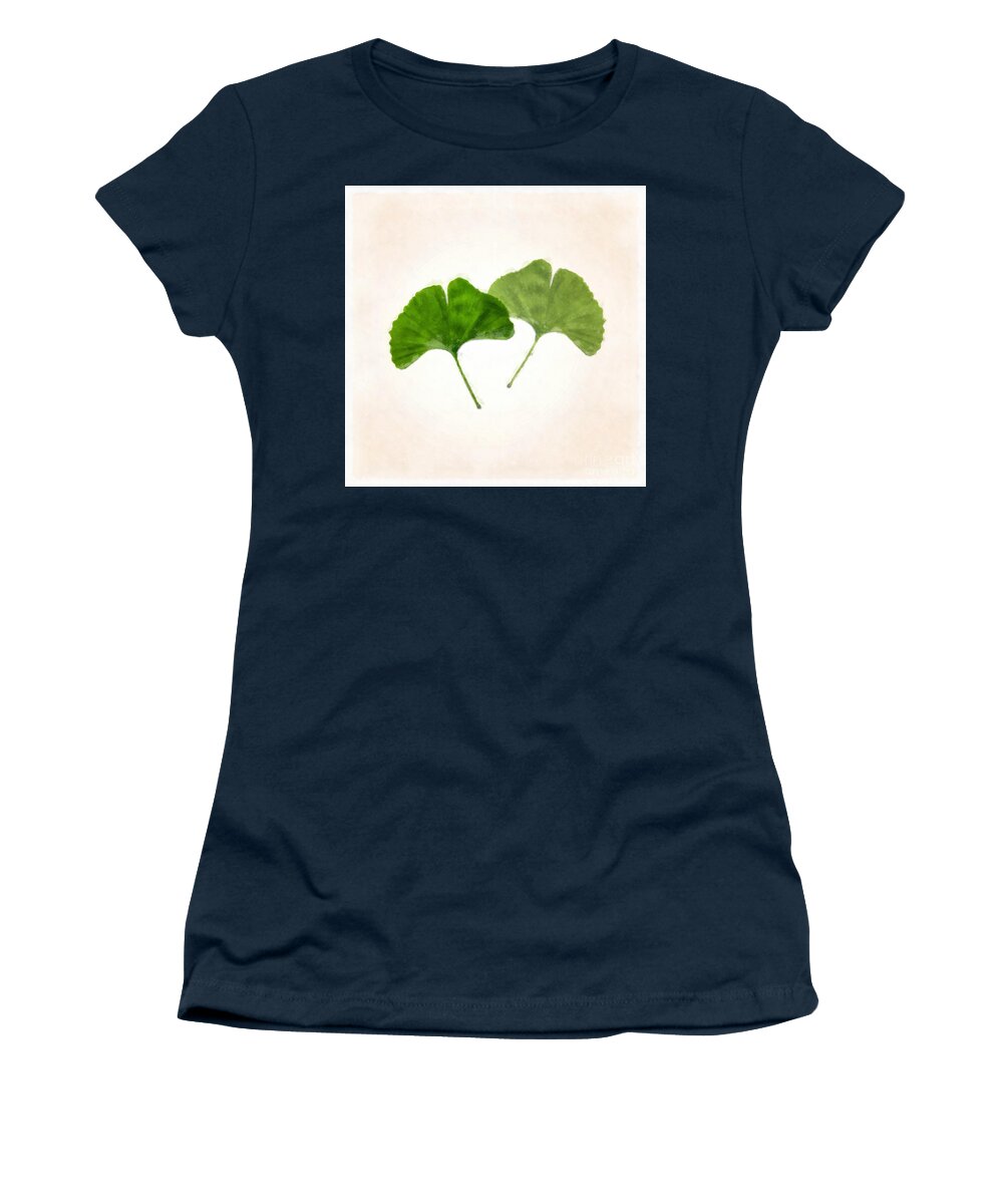 Nature Women's T-Shirt featuring the photograph Ginkgo Leaves Watercolor by Edward Fielding
