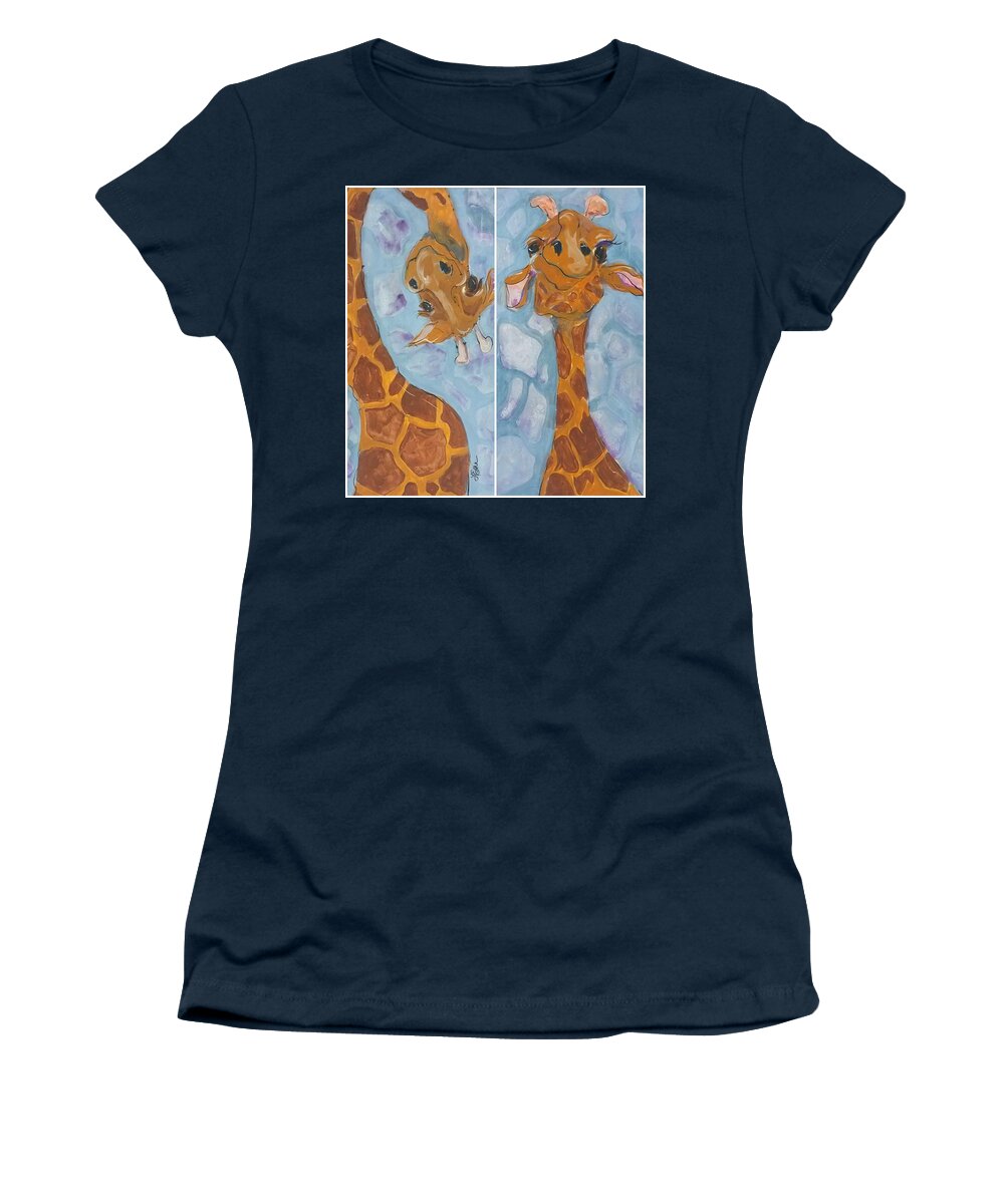 Giraffe Women's T-Shirt featuring the painting Giraffe Set by Terri Einer