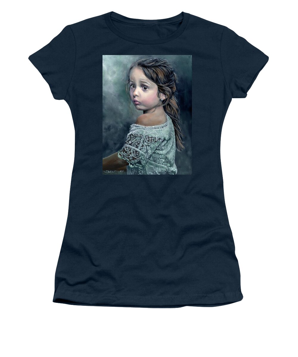Girl Women's T-Shirt featuring the painting Girl in Lace by John Neeve