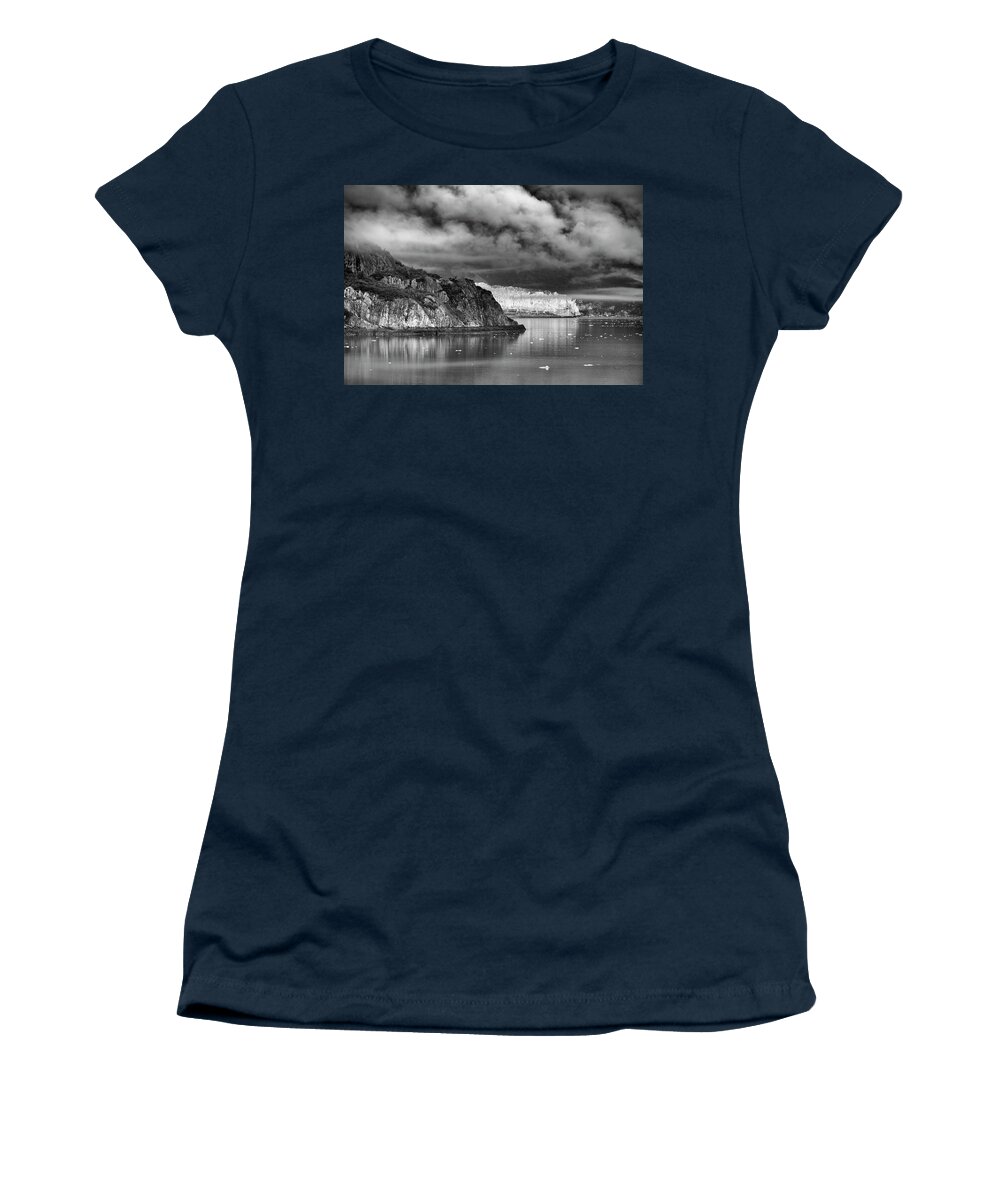 Alaska Women's T-Shirt featuring the photograph Glacier Bay Alaska in BW by Paul Ross