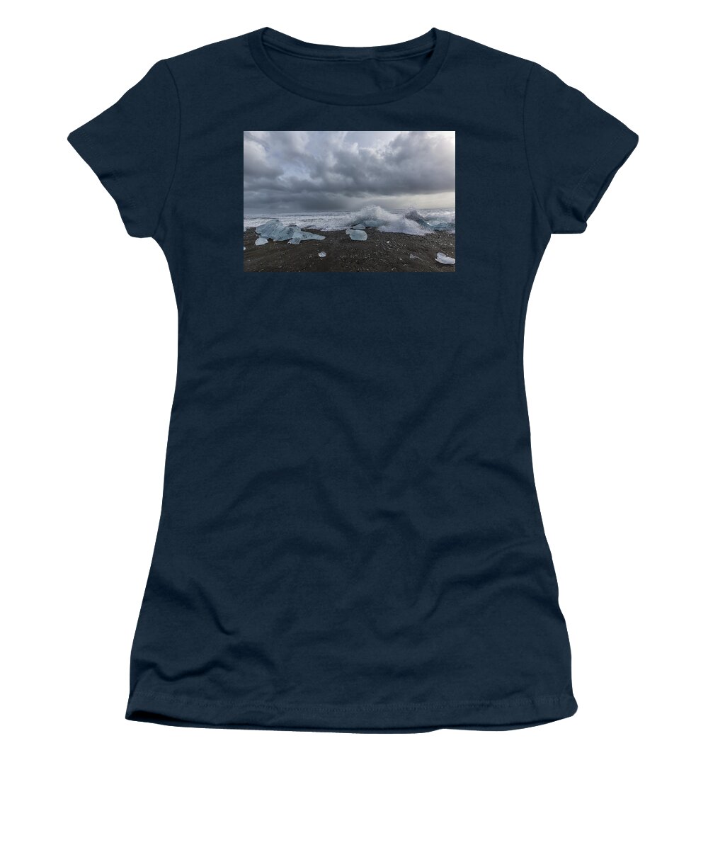 Glacial Lagoon Women's T-Shirt featuring the tapestry - textile Glacier Ice 2 by Kathy Adams Clark