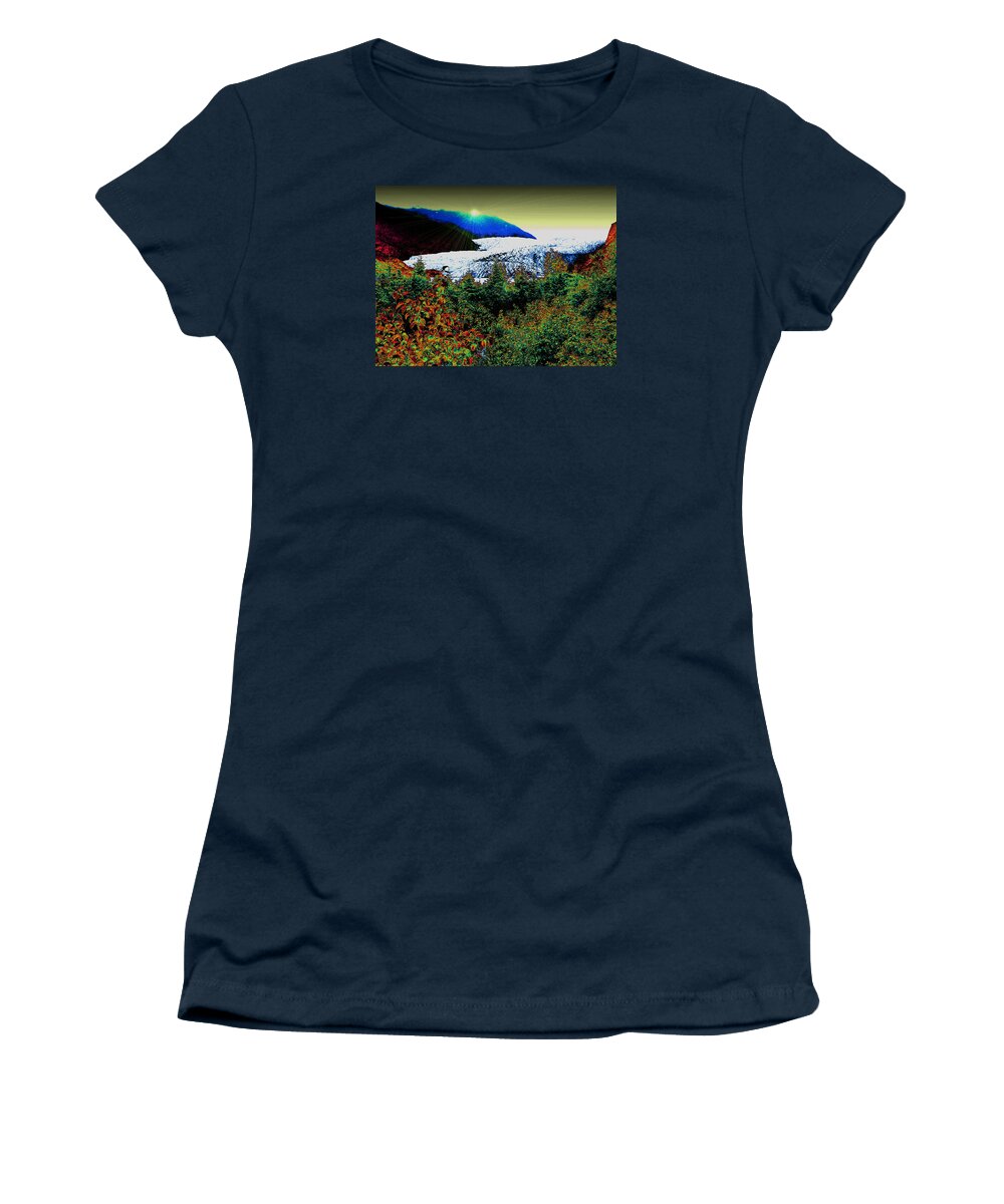 Glacier Women's T-Shirt featuring the photograph Glacier Reimagined by James Stoshak