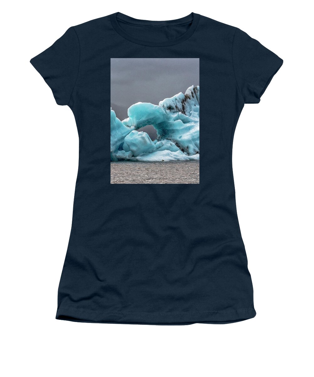 Iceland Women's T-Shirt featuring the photograph Glacier With Hole by Tom Singleton