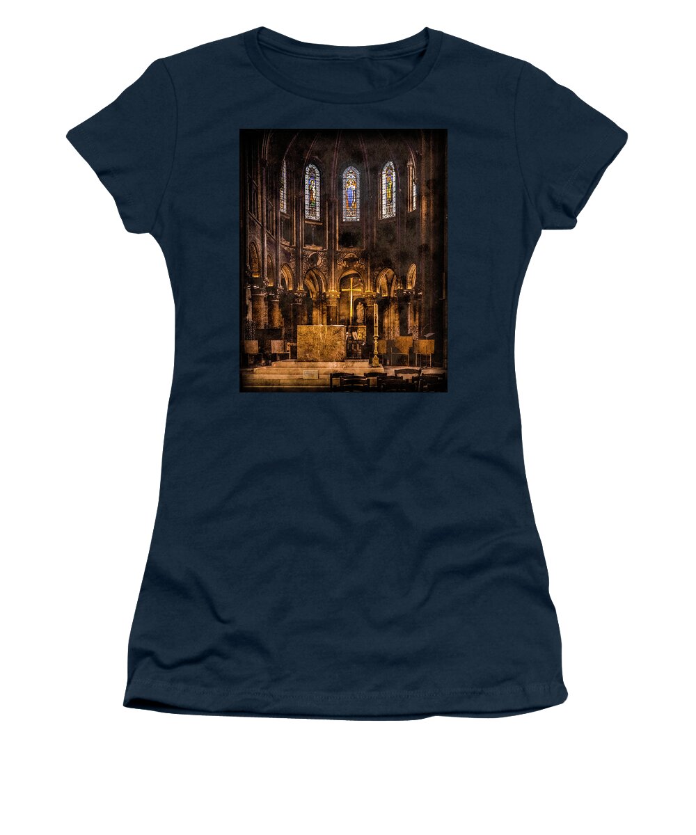 Paris Women's T-Shirt featuring the photograph Paris, France - Gold Cross - St Germain des Pres by Mark Forte