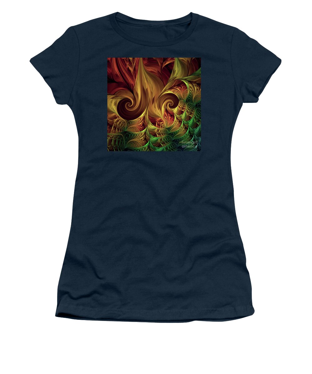 Abstract Women's T-Shirt featuring the digital art Gold Curl by Deborah Benoit