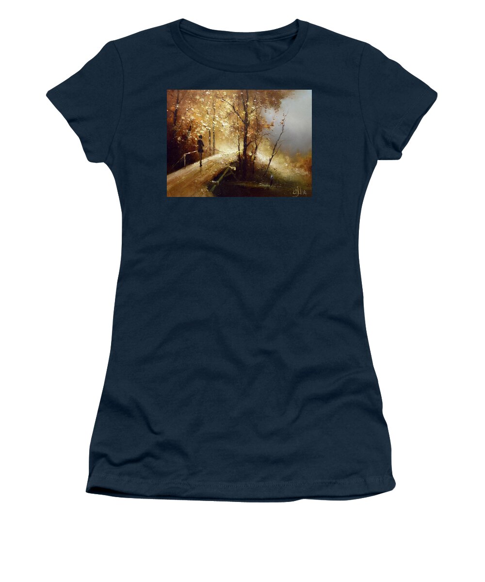 Russian Artists New Wave Women's T-Shirt featuring the painting Golden Autumn by Igor Medvedev