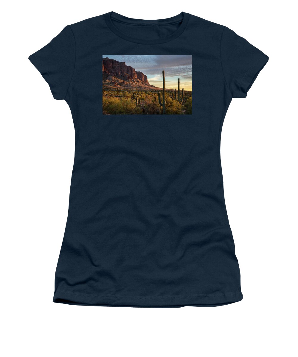 Sunset Women's T-Shirt featuring the photograph Golden Hour in the Supes by Saija Lehtonen