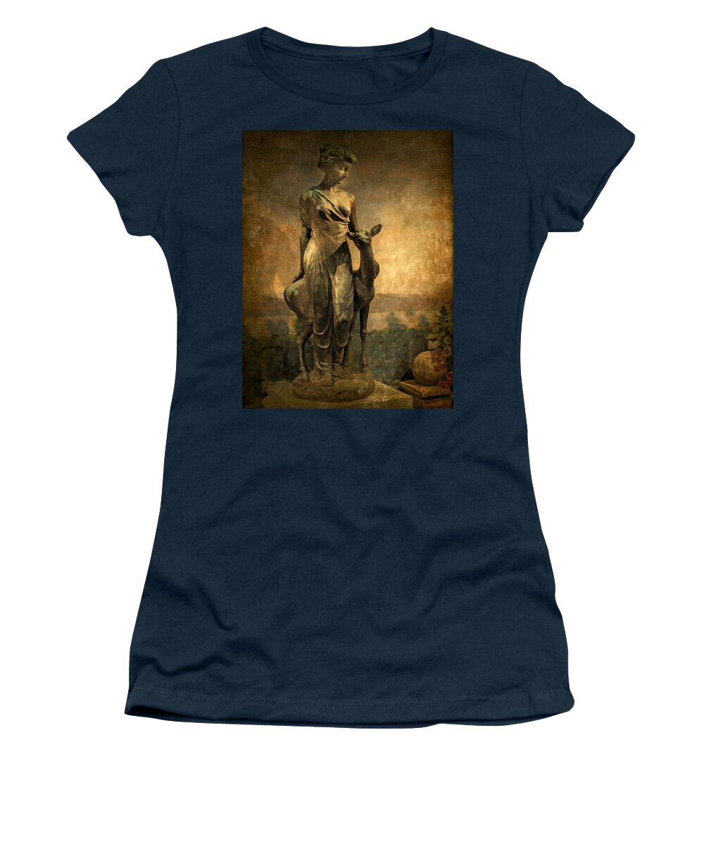 Statue Women's T-Shirt featuring the photograph Golden Lady by Jessica Jenney