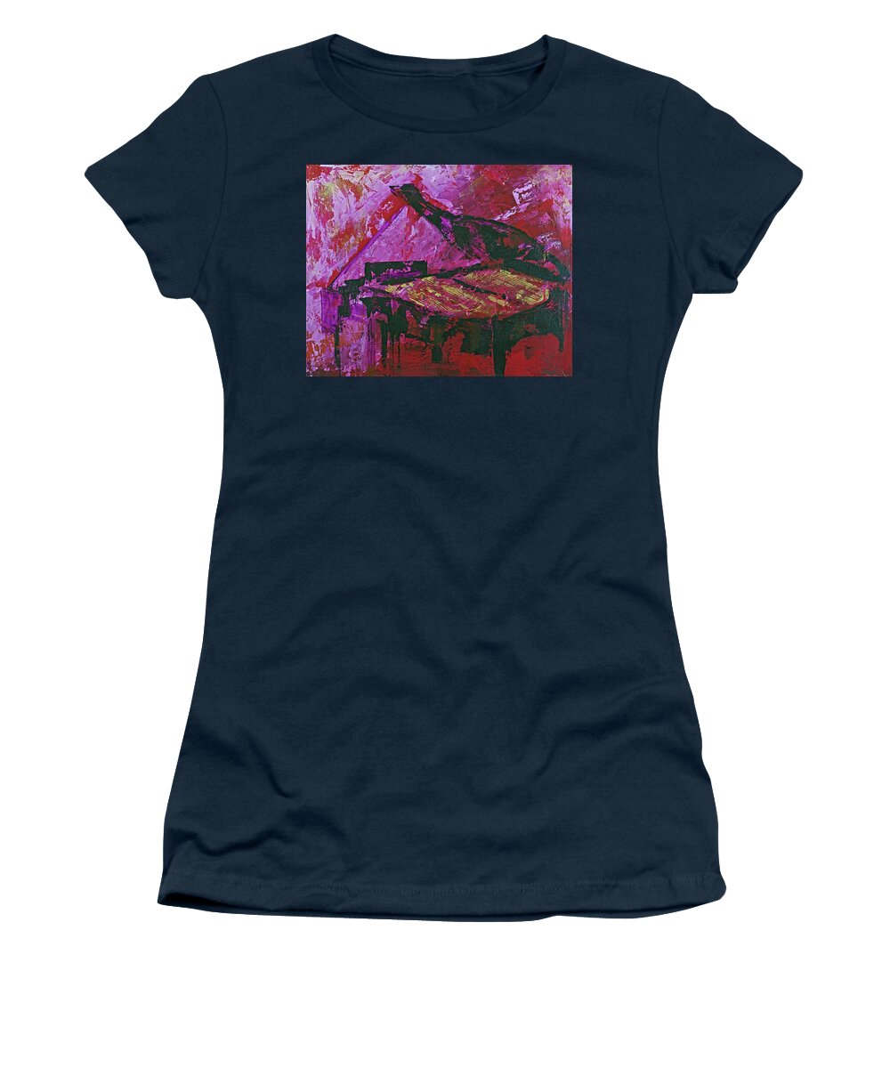 Grand Piano Women's T-Shirt featuring the painting Grand Piano In Red Room by Walter Fahmy