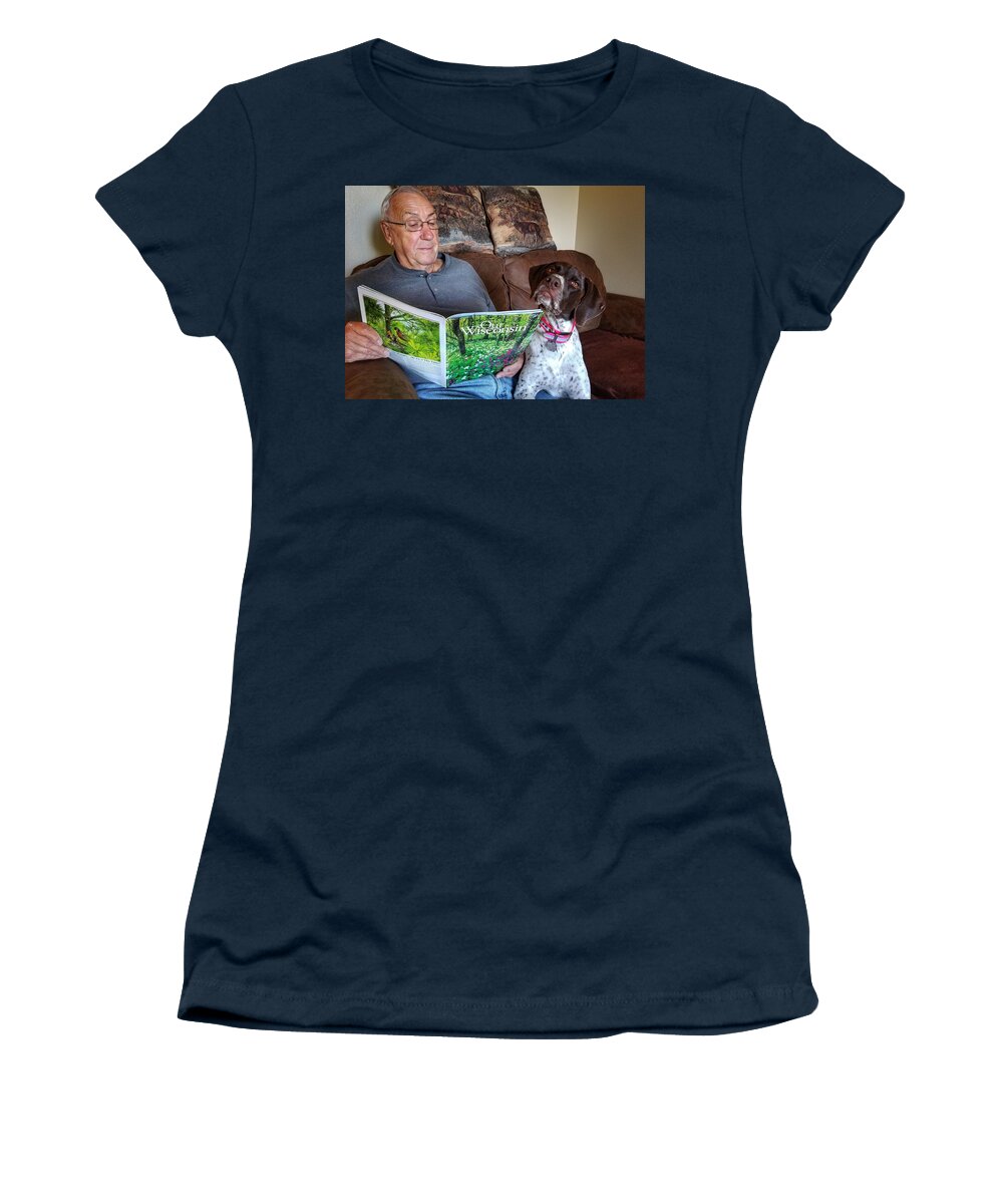  Women's T-Shirt featuring the photograph Grandpa Reading OW by Brook Burling