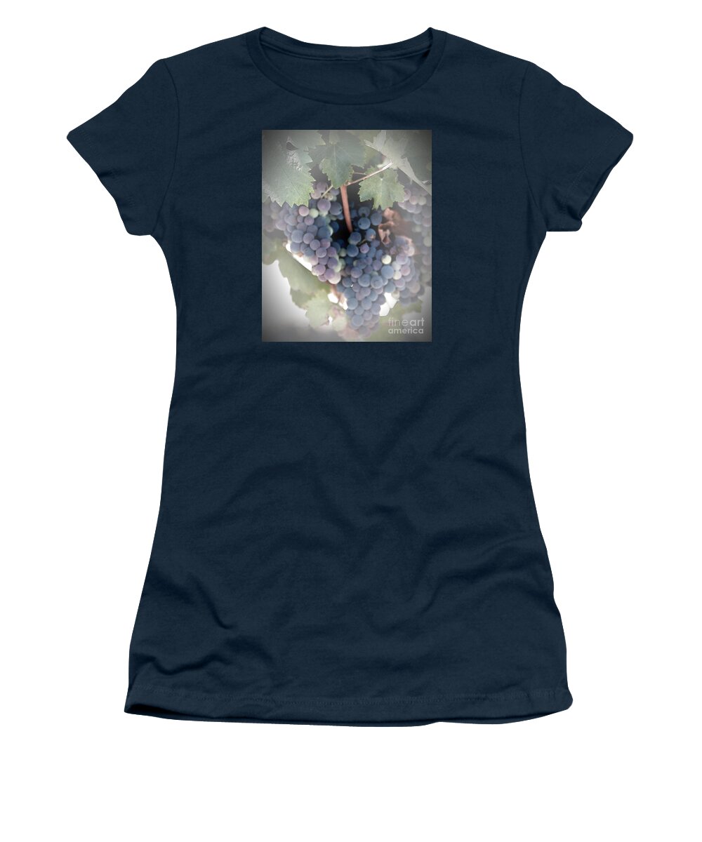 Grapes Women's T-Shirt featuring the digital art Grapes on the Vine I by Sherry Hallemeier